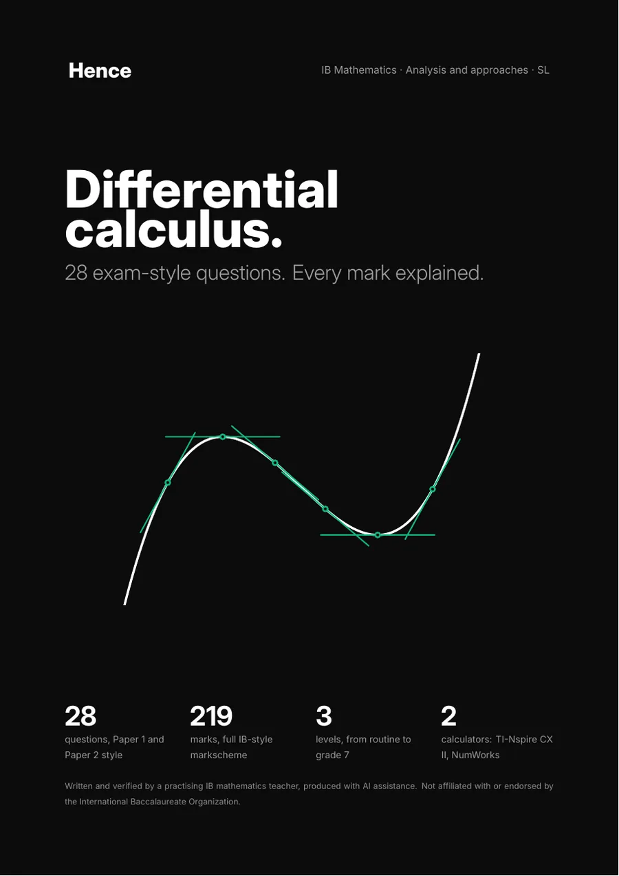 Cover of the Hence Differential calculus pack for IB Mathematics: analysis and approaches SL